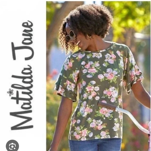 Matilda Jane Tops - Matilda Jane Let’s Go Together Olive Floral Blouse